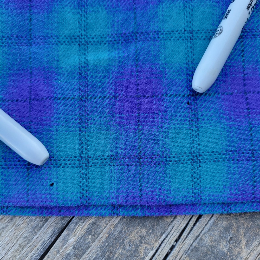 Vintage Pendleton Wool Skirt Womens 14 Long Purple Bluish Green Plaid  Preppy - Picture 14 of 14